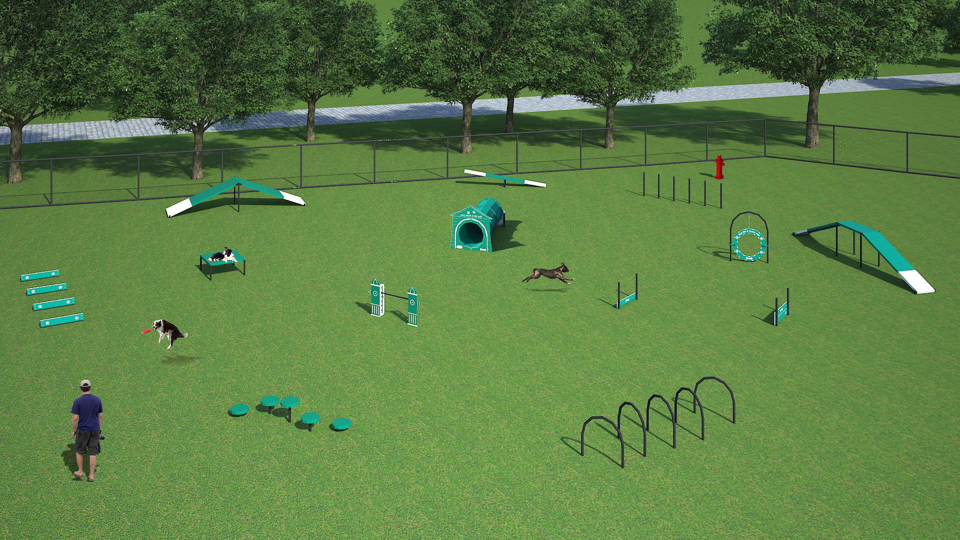 Dog Park Complete System - A-Frame, Ramps, Teeter Totter, Hoops, Jumps,  Hurdles, Barrel, Wait Table, Weave Poles - 15 Agility Obstacles - Practice  Sports