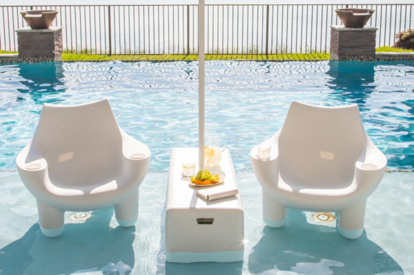 White Mibster Chairs in Pool