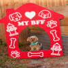 Red Doghouse Photo-Op with little dog
